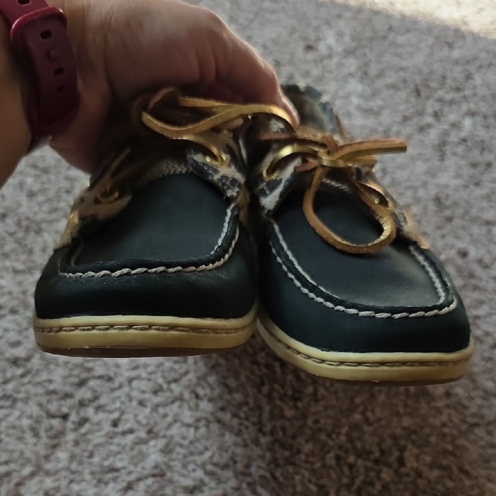 Sperry Black and Leopard Moccasins - Picture 2 of 7